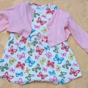 Pink Cardigan with Butterfly Dress